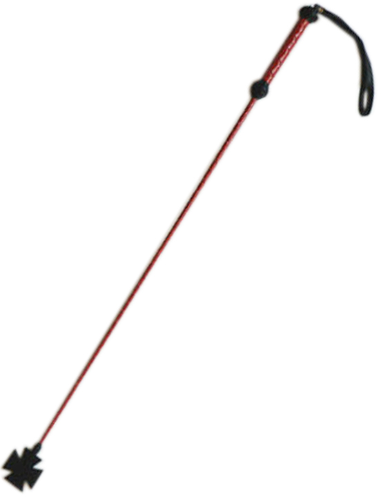 Стек с плетёной ручкой, наконечник «крест», лакированный, красный, 700 мм