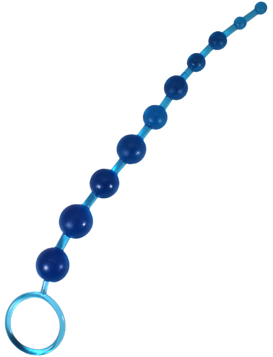Анальные шарики с ручкой, голубой, 300 мм