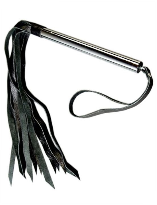 Плеть с хвостами 29 см, ручка металлическая, длинная, чёрная