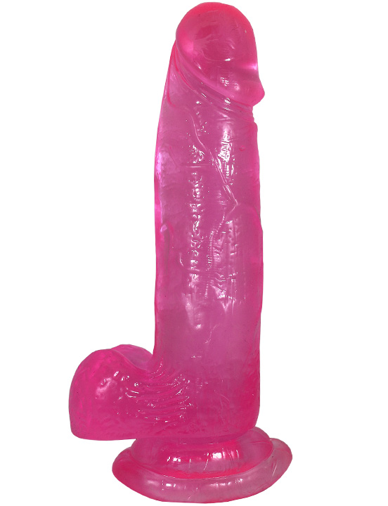 Фаллоимитатор Eroticon Realistic на присоске с мошонкой, TPR, розовый, 200x39 мм