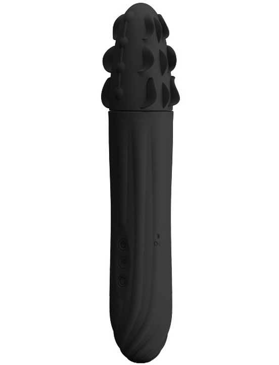 Вибратор AARON с вращающейся головкой, силикон, чёрный, 35x195 мм