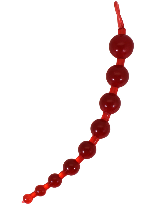 Анальные шарики с ручкой, красный, 260 мм