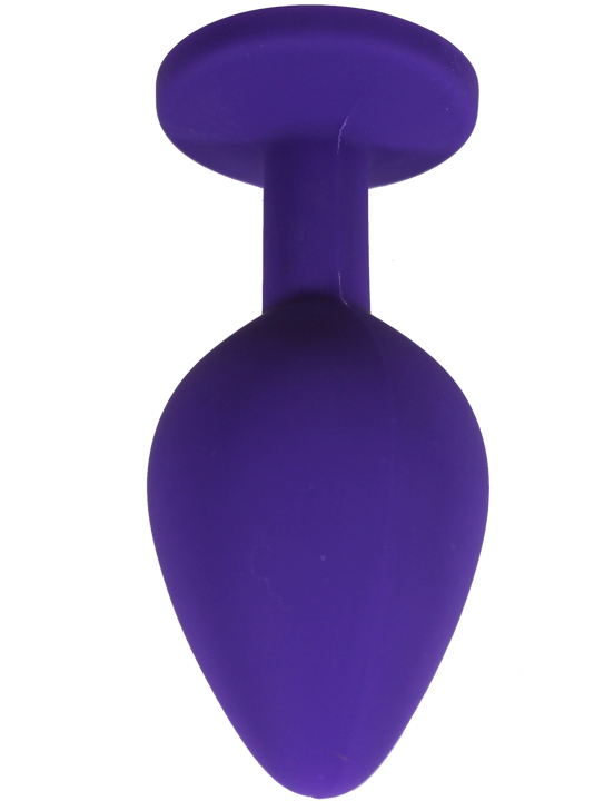 Анальная пробка силиконовая фиолетовая с цветным кристаллом, 33x80 мм